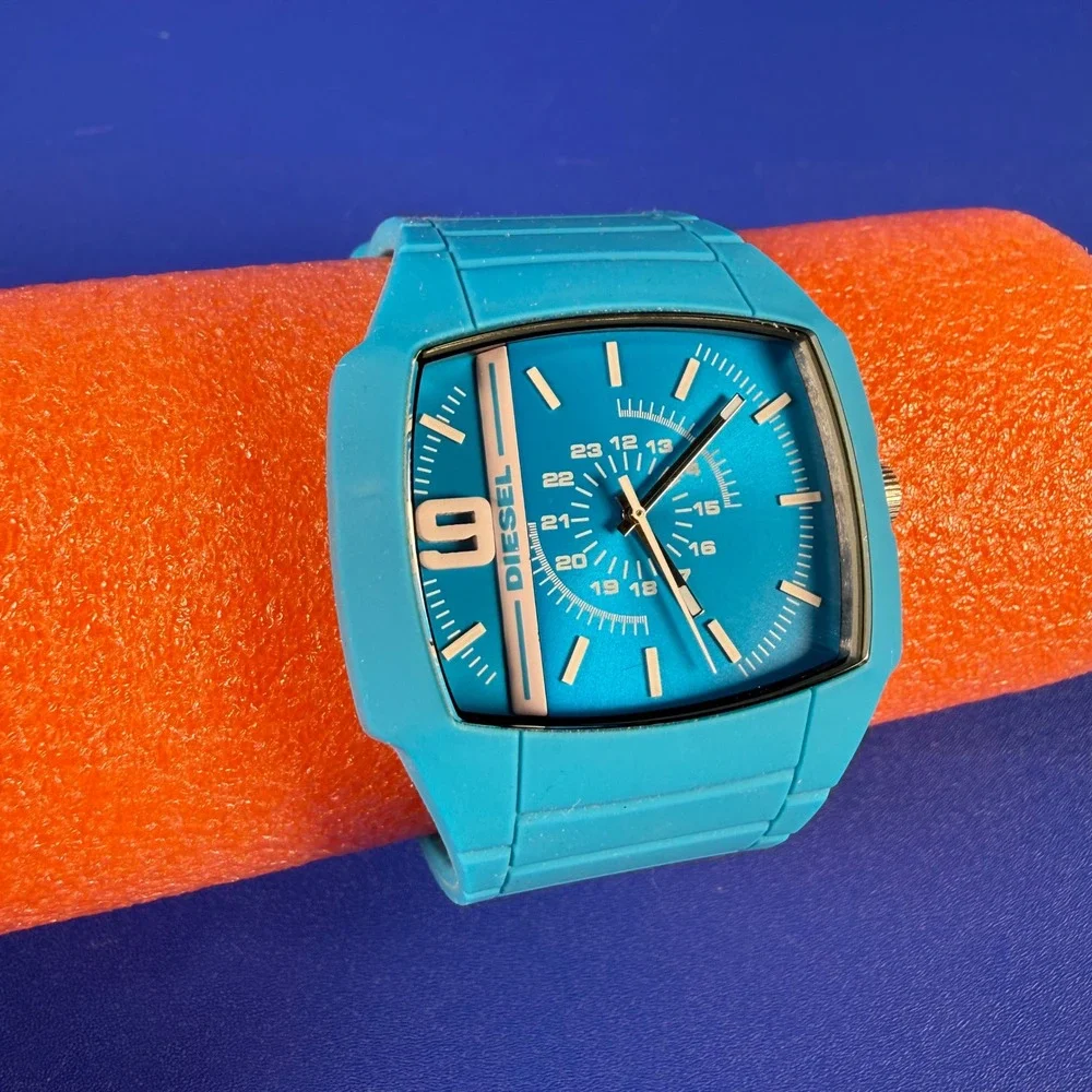Diesel DZ-1584 Trojan Blue Silicone Watch 44mm Mineral Crystal